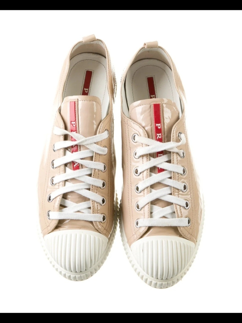 Prada Sneaker In Tan Patent Leather